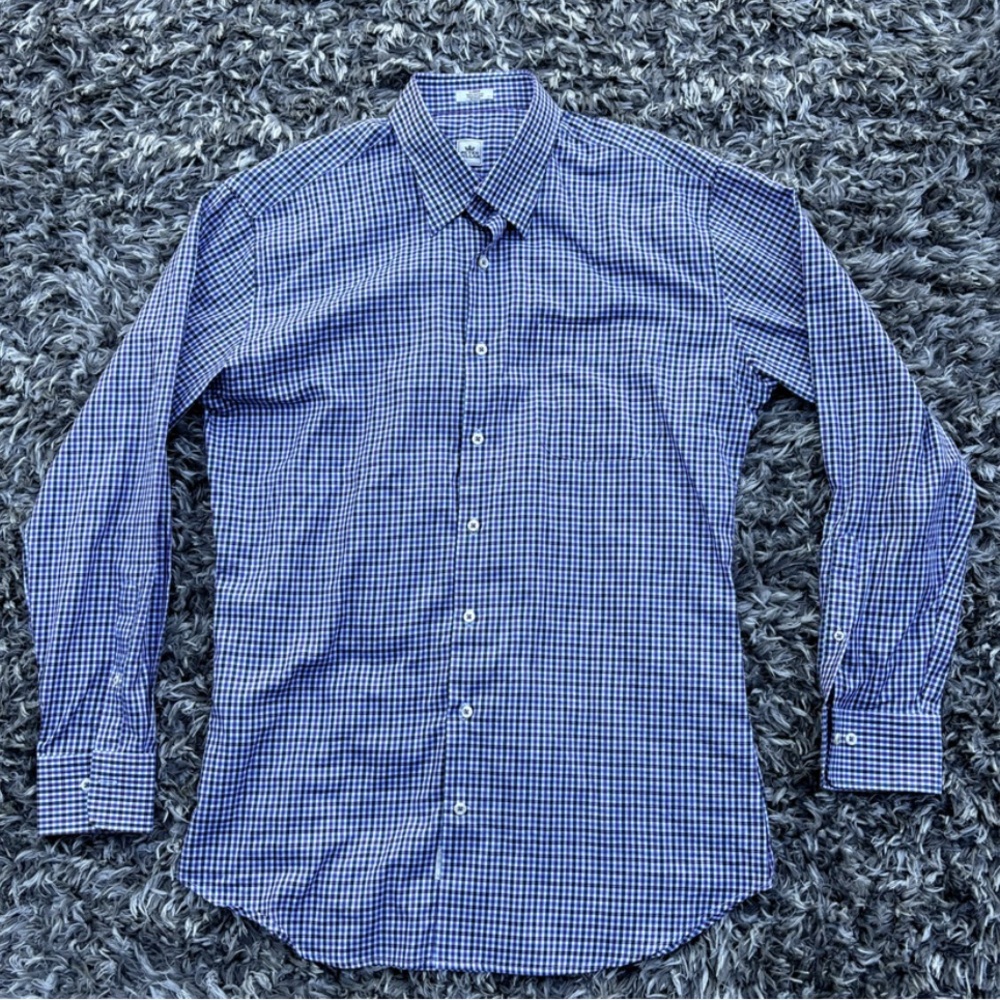Peter Millar Shirt Size Large Purple Multicol Office Plaid Button Up Mens